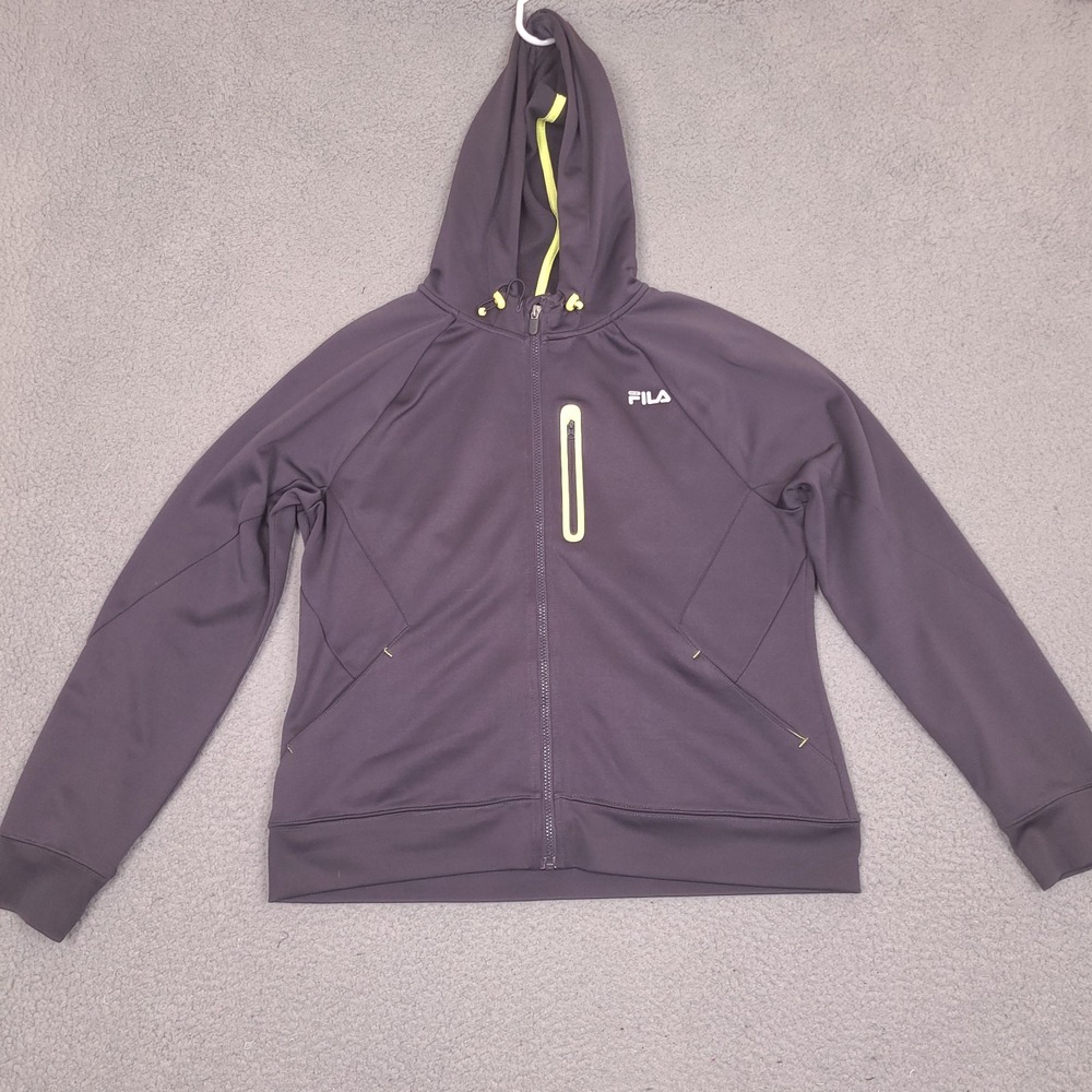 Fila Sport Jacket Womens XL Gray Full Zip Hoodie‎ Performance Pockets Active